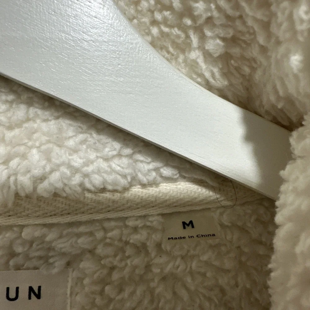 Pacsun Fleece 1/4 Zip Ivory White‎ Pullover Jacket Size Medium